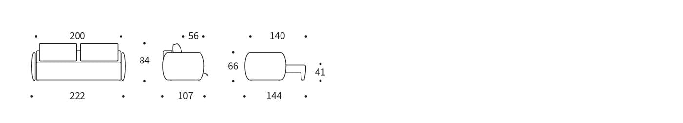 Salla Sofa Bed — dimensions diagram