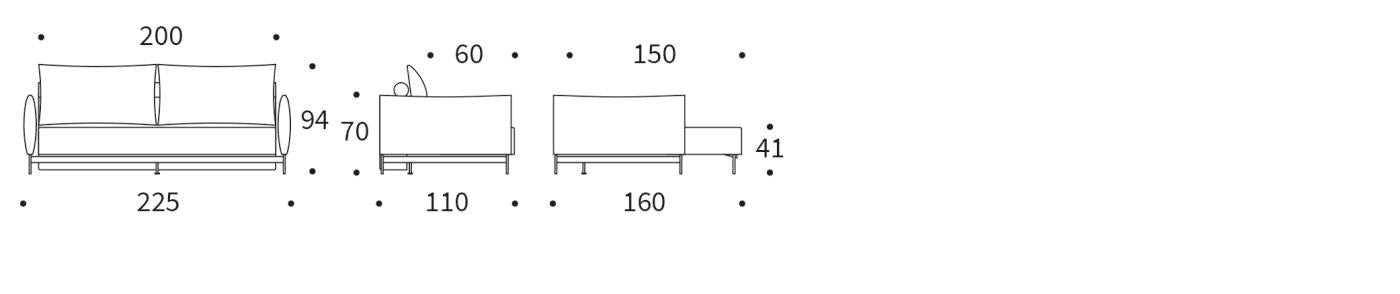 Malloy Sofa Bed — dimensions diagram