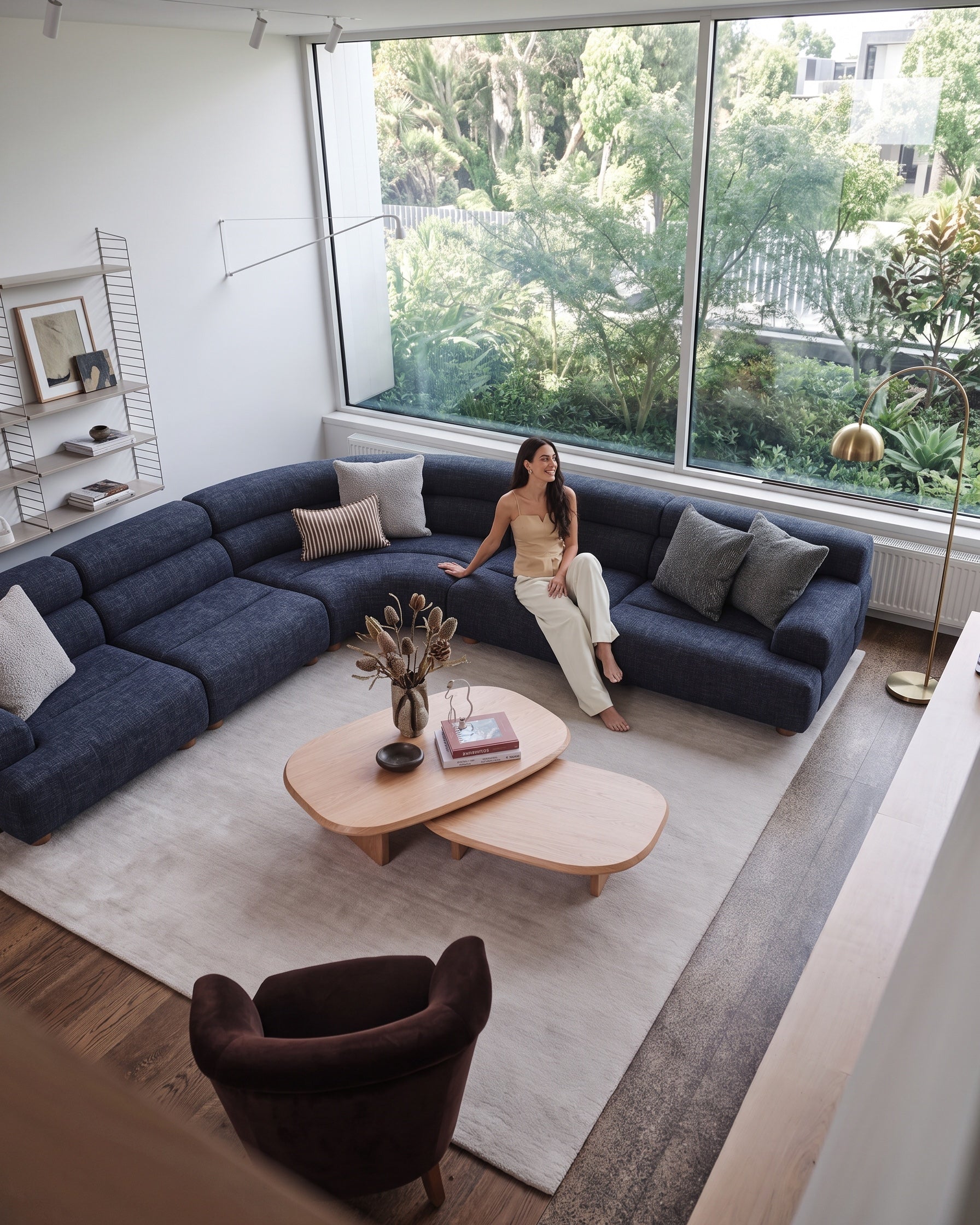 NED hero — Beckett navy sofa (mobile)